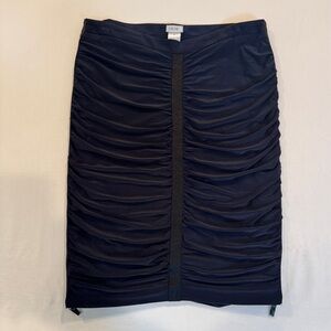 NWT Cache 00s Navy Blue Mesh Ruched Pencil Skirt, Size Small, Office Siren